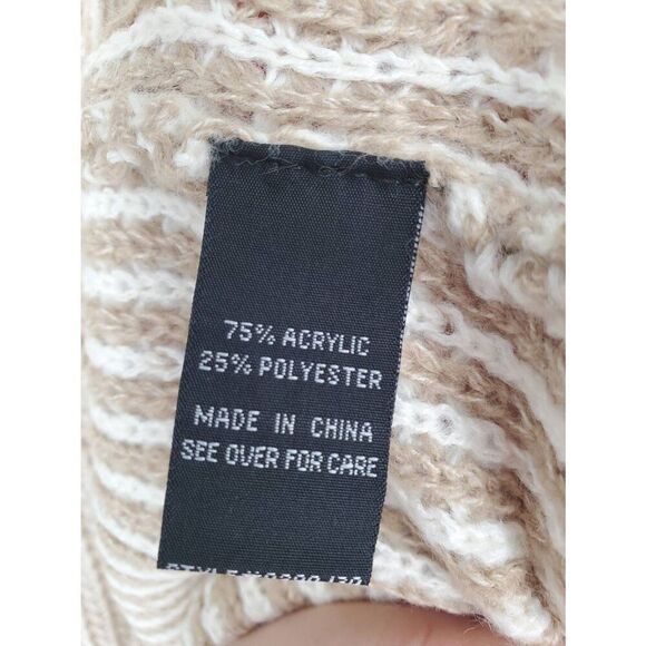 Fortune + Ivy Women's long line open‎ front duster cardigan tan white Size XL - Picture 2 of 6